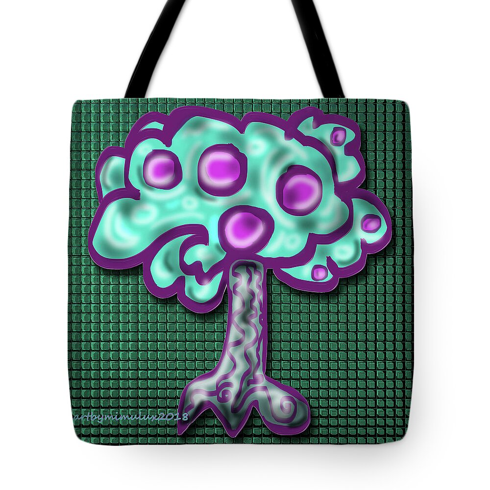 Tree Tote Bag featuring the digital art Neon Tree by Mimulux Patricia No
