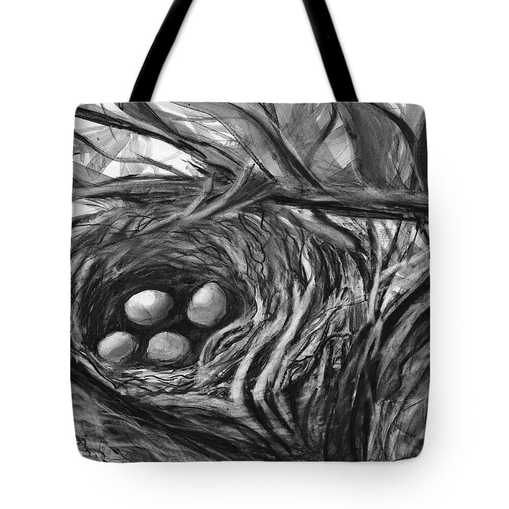 Bird Tote Bag featuring the painting Nesting Eggs by Sheila Johns