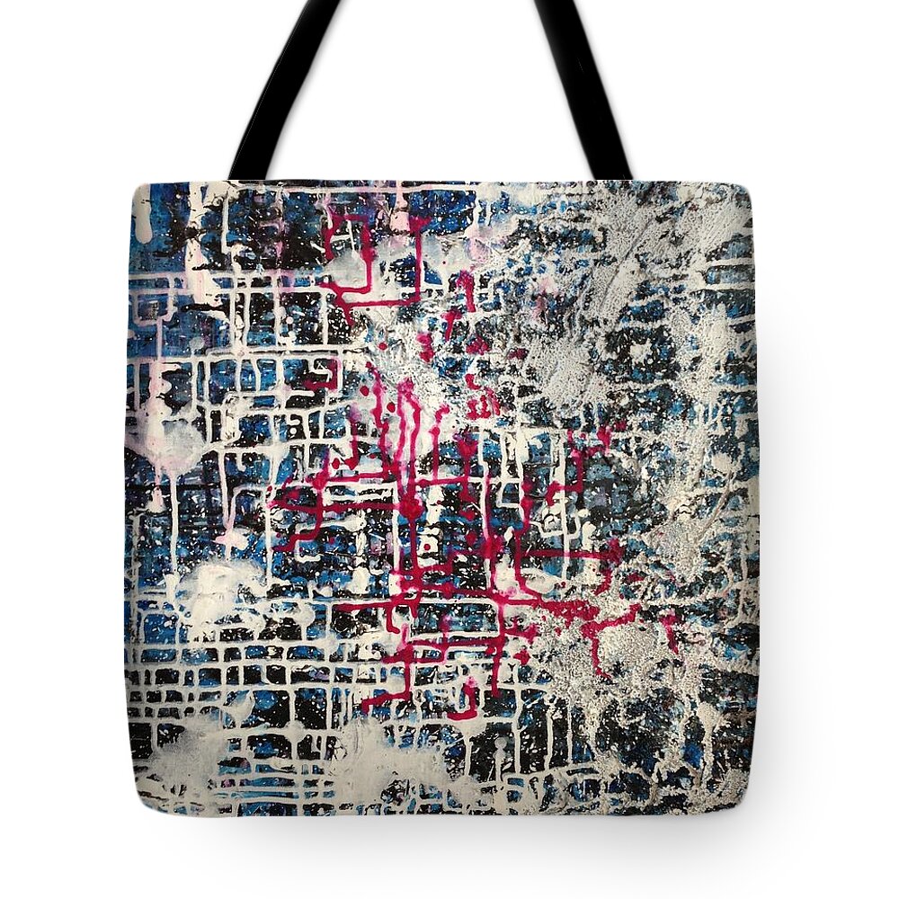 Pilbri Dripping Art Tote Bag featuring the painting Net Series Power of Brains by Pilbri Britta Neumaerker