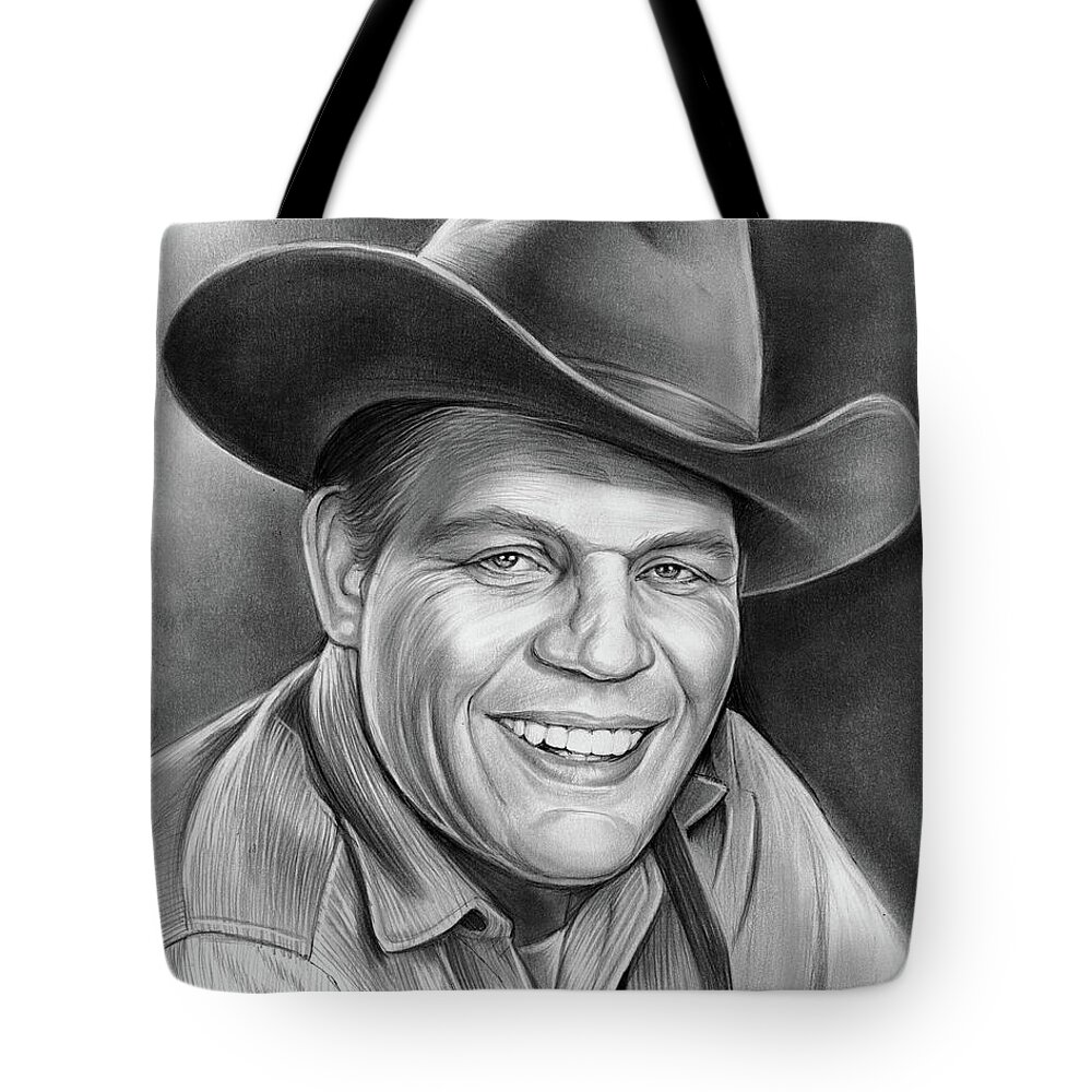 Neville Brand Tote Bag featuring the drawing Neville Brand by Greg Joens