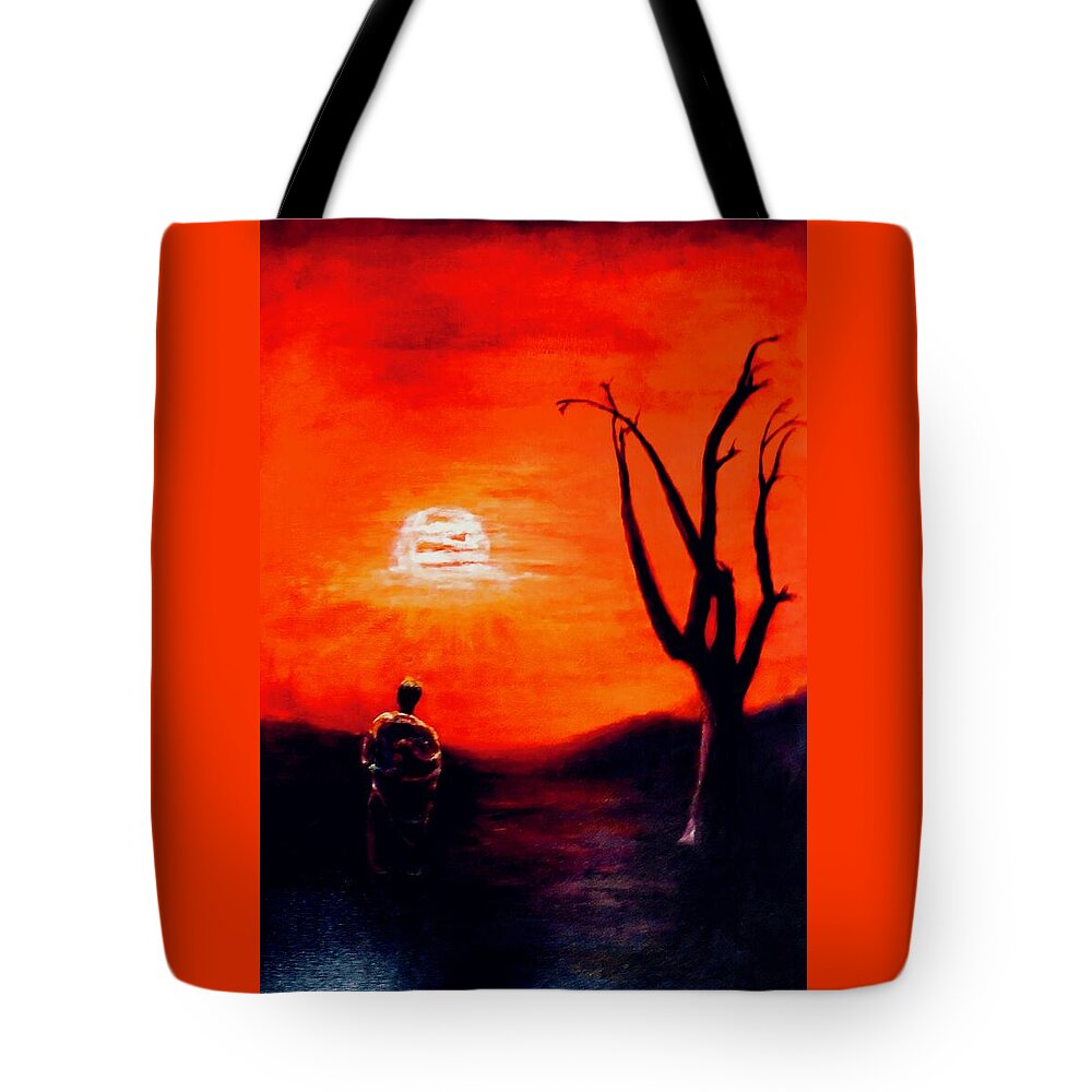 Landscape Tote Bag featuring the painting New Day by Sher Nasser