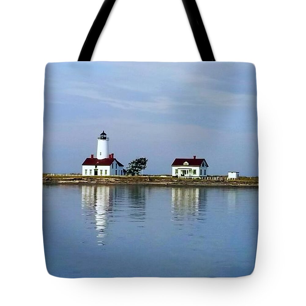 Lighthouse Tote Bag featuring the photograph New Dungeness Lighthouse Sequim, WA by Alexis King-Glandon