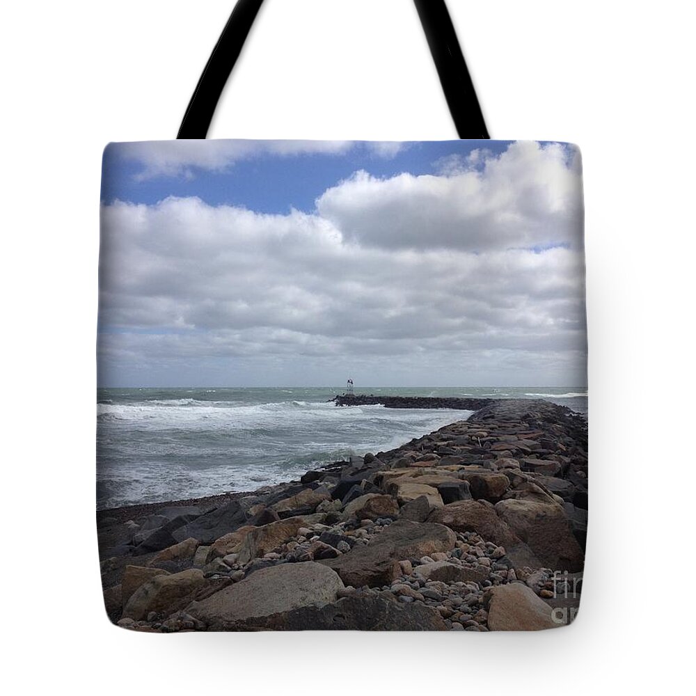 Bay Tote Bag featuring the photograph New England Jetty by Barbara Von Pagel