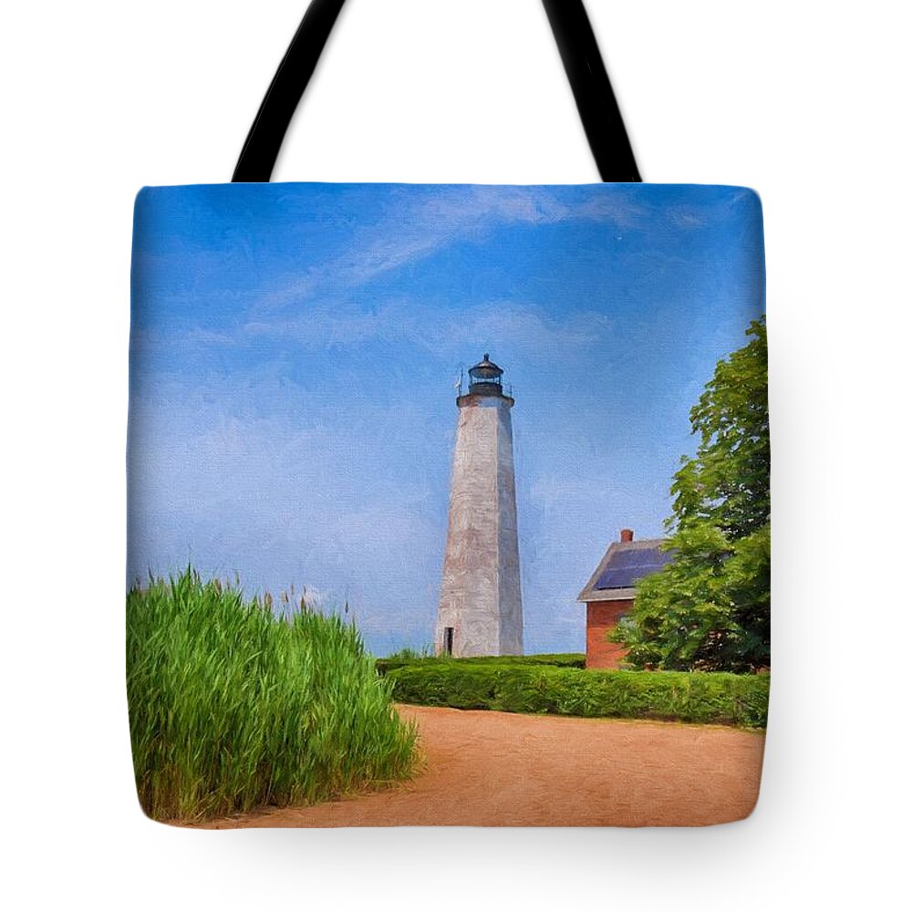 Lighthouse Tote Bag featuring the photograph New Haven Lighthouse by Tricia Marchlik