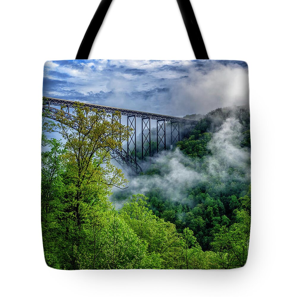 Usa Tote Bag featuring the photograph New River Gorge Bridge Morning by Thomas R Fletcher