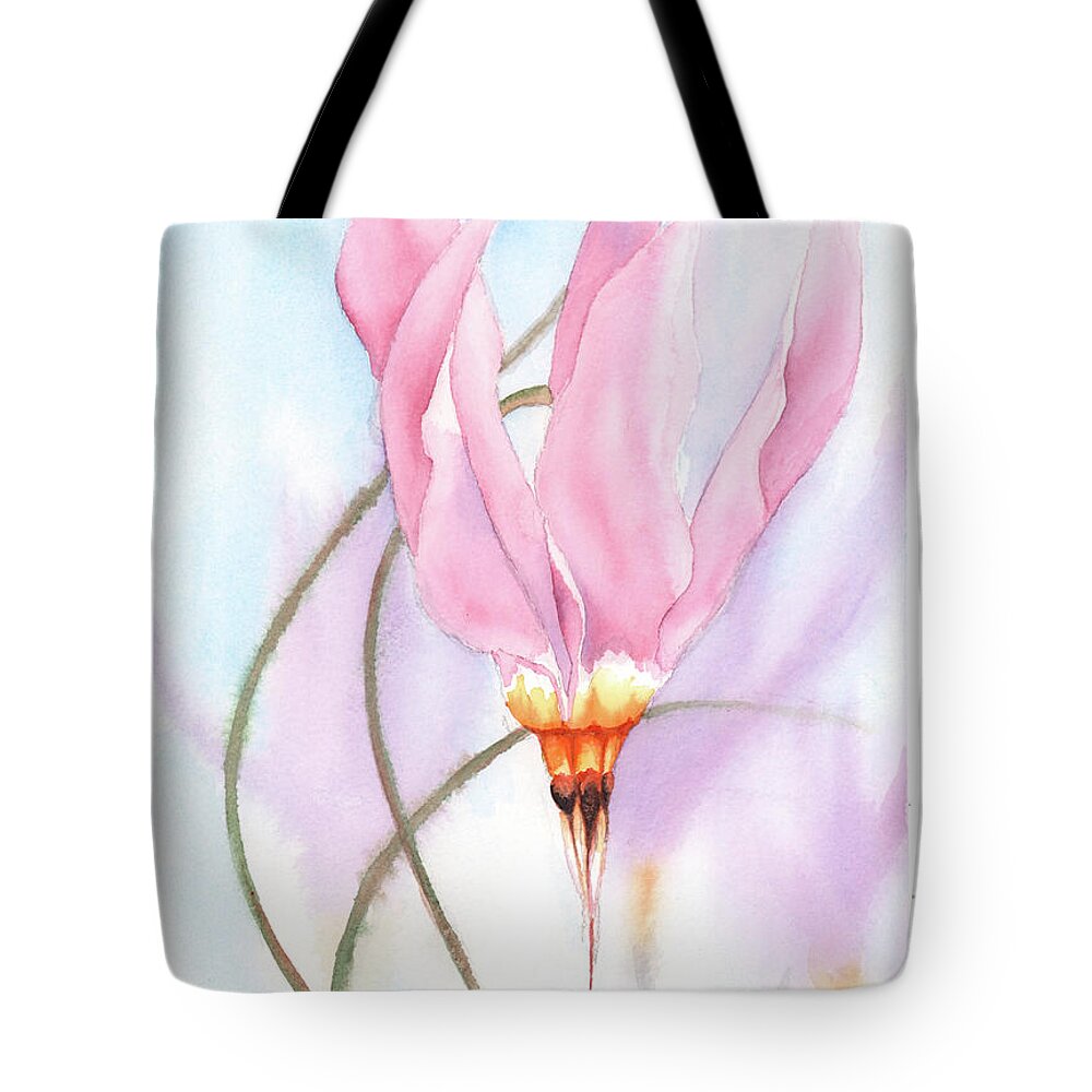 Dodecatheon Tote Bag featuring the painting New Star by Hilda Wagner