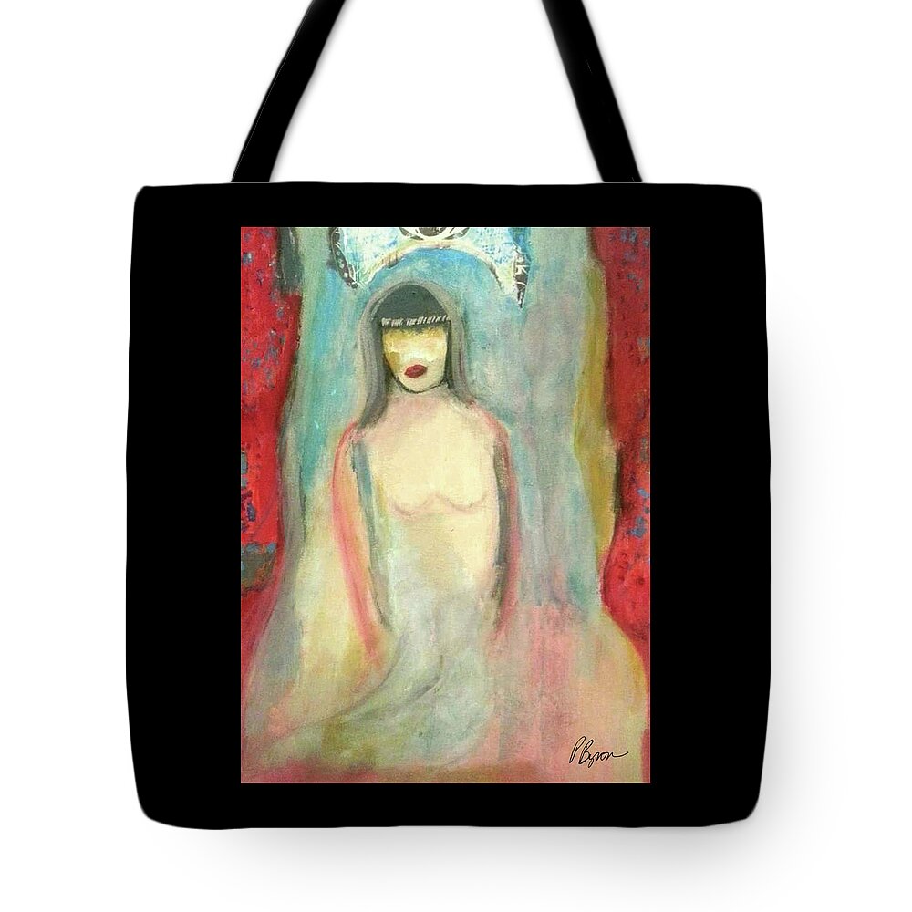 Red Tote Bag featuring the painting Unveiled by Patricia Byron