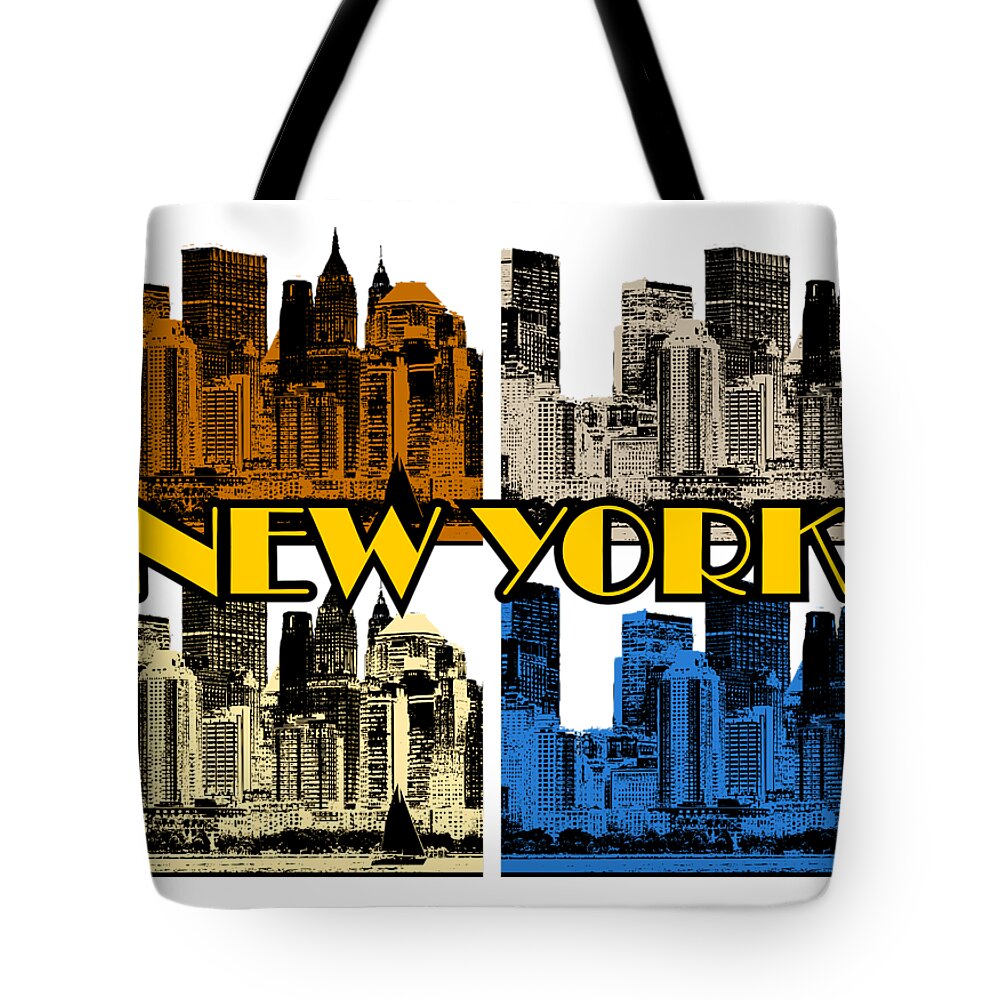 New-york Tote Bag featuring the digital art New York 4 color by Piotr Dulski
