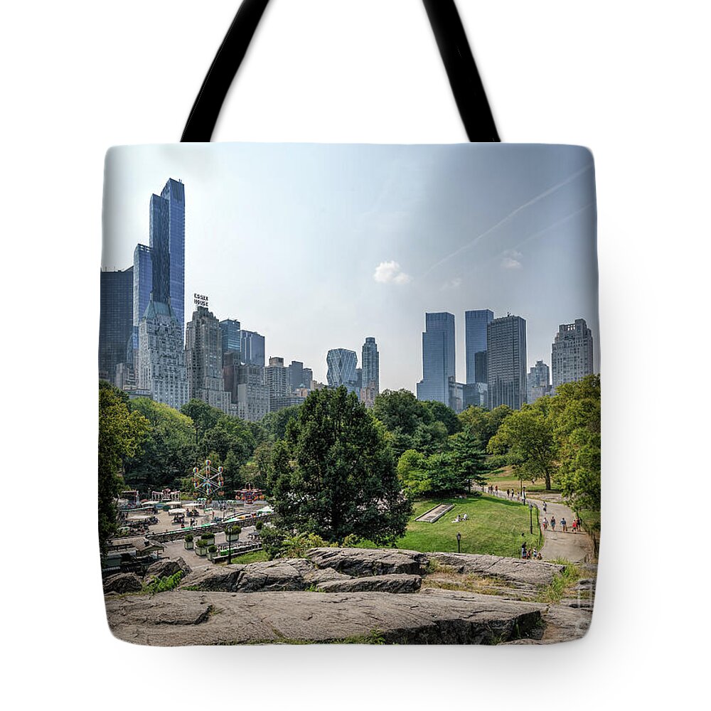 Central Tote Bag featuring the photograph New York Central Park with Skyline by Daniel Heine