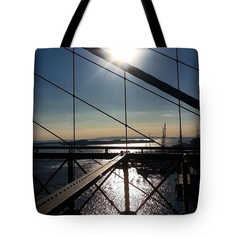  Tote Bag featuring the photograph New York City - Brooklyn Bridge by Lush Life Travel
