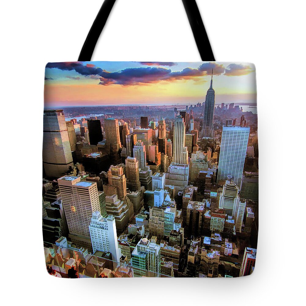 New York Tote Bag featuring the painting New York City Downtown Manhattan by Christopher Arndt