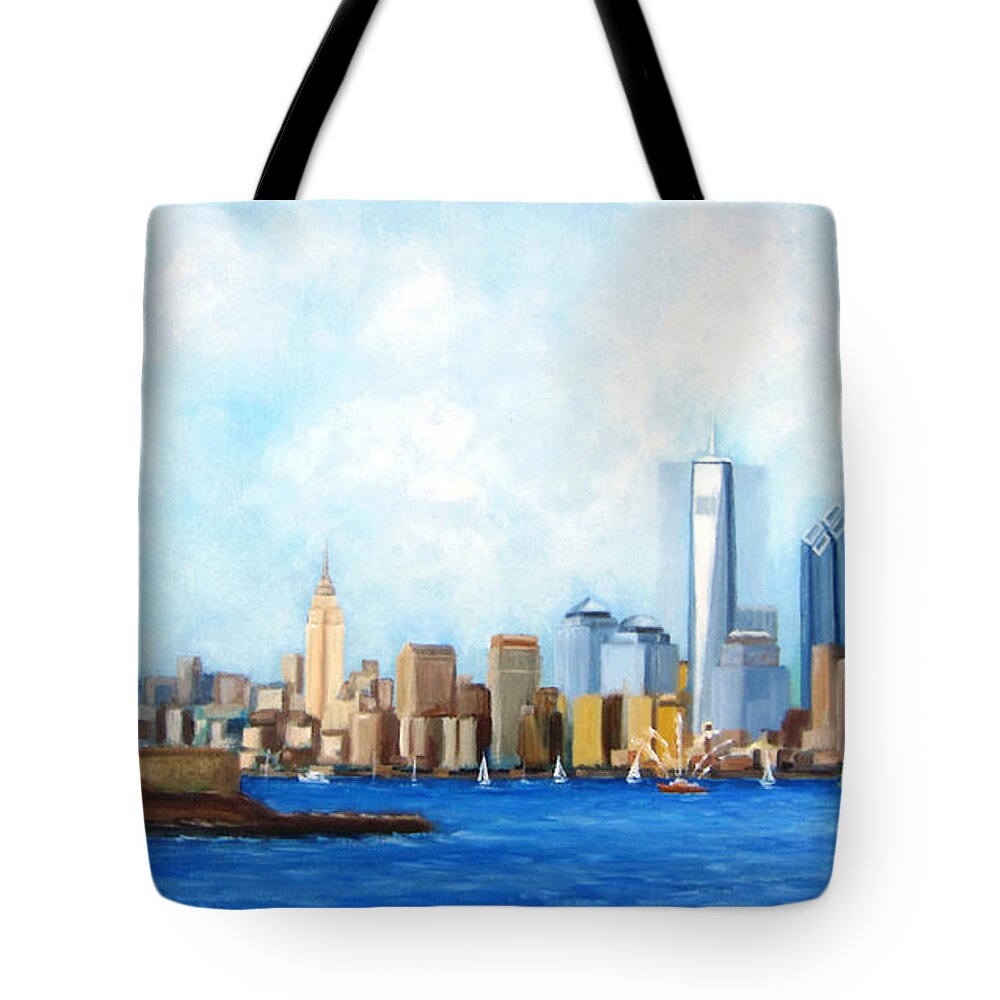 Ny City Tote Bag featuring the painting New York City Rebirth by Leonardo Ruggieri