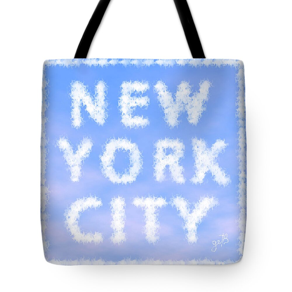  Tote Bag featuring the painting New York City Skywriting Typography by Georgeta Blanaru