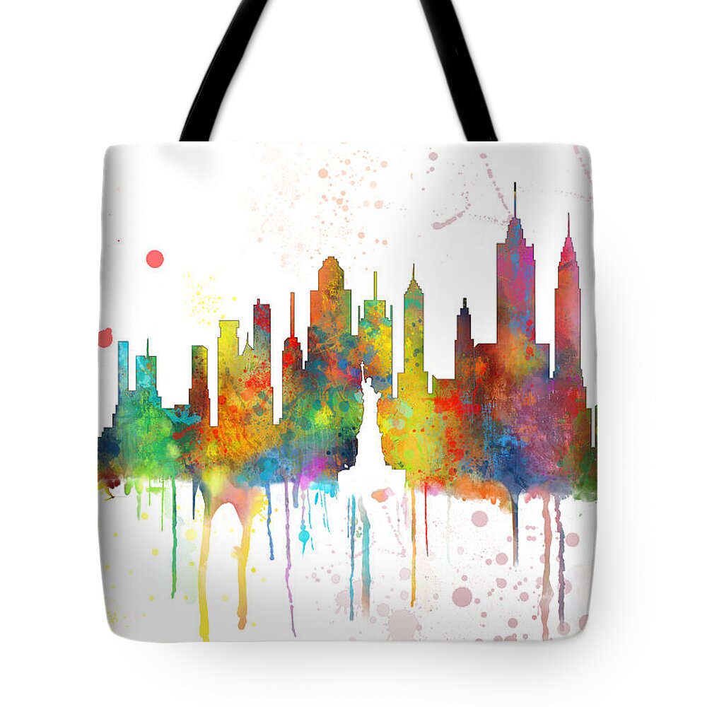 New York New York Skyline Tote Bag featuring the digital art New York NY Skyline by Marlene Watson