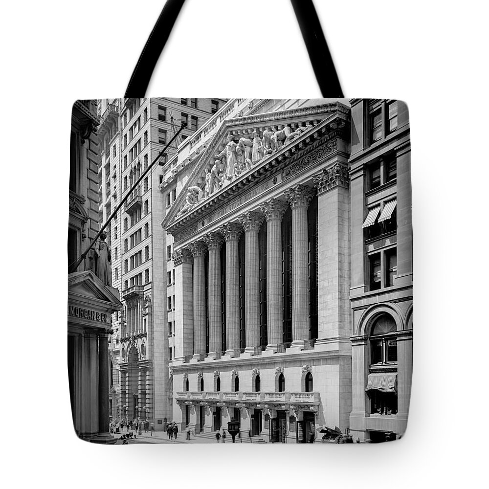 Chrysler Tote Bag featuring the photograph New York Stock Exchange Circa 1904 by Jon Neidert