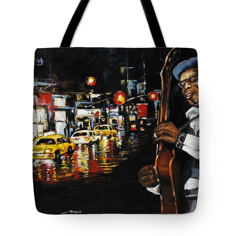 Bmo Tote Bag featuring the painting New York Streets by Berthold Moyo