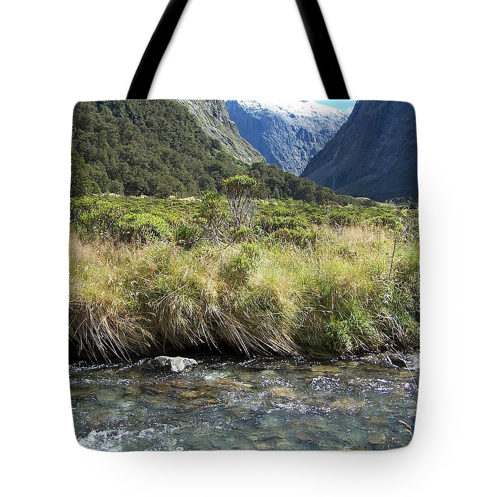 Blue Tote Bag featuring the photograph New Zealand landscape 2 by Constance Drescher