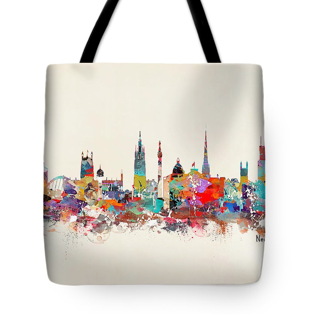Newcastle England Skyline Tote Bag featuring the painting Newcastle England by Bri Buckley