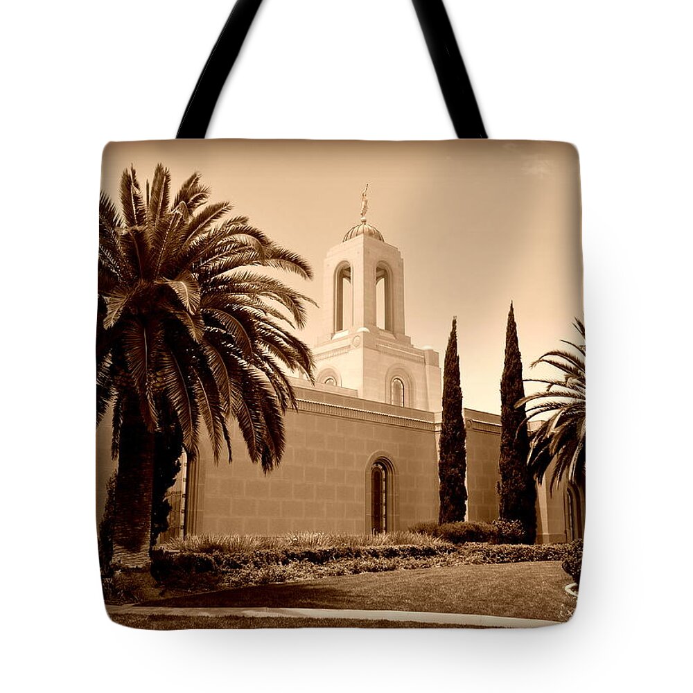 Temple Tote Bag featuring the photograph Newport Beach California LDS Temple by Nathan Abbott