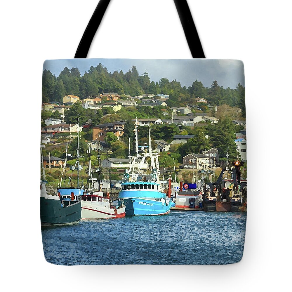 Boats Tote Bag featuring the digital art Newport Harbor by James Eddy
