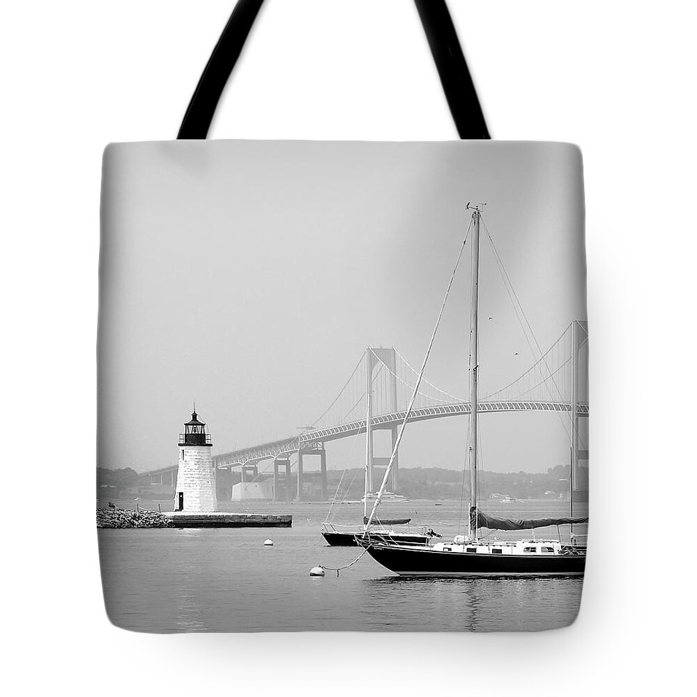 Landscape Tote Bag featuring the photograph Newport, Rhode Island Serene Harbor Scene by Betty Denise