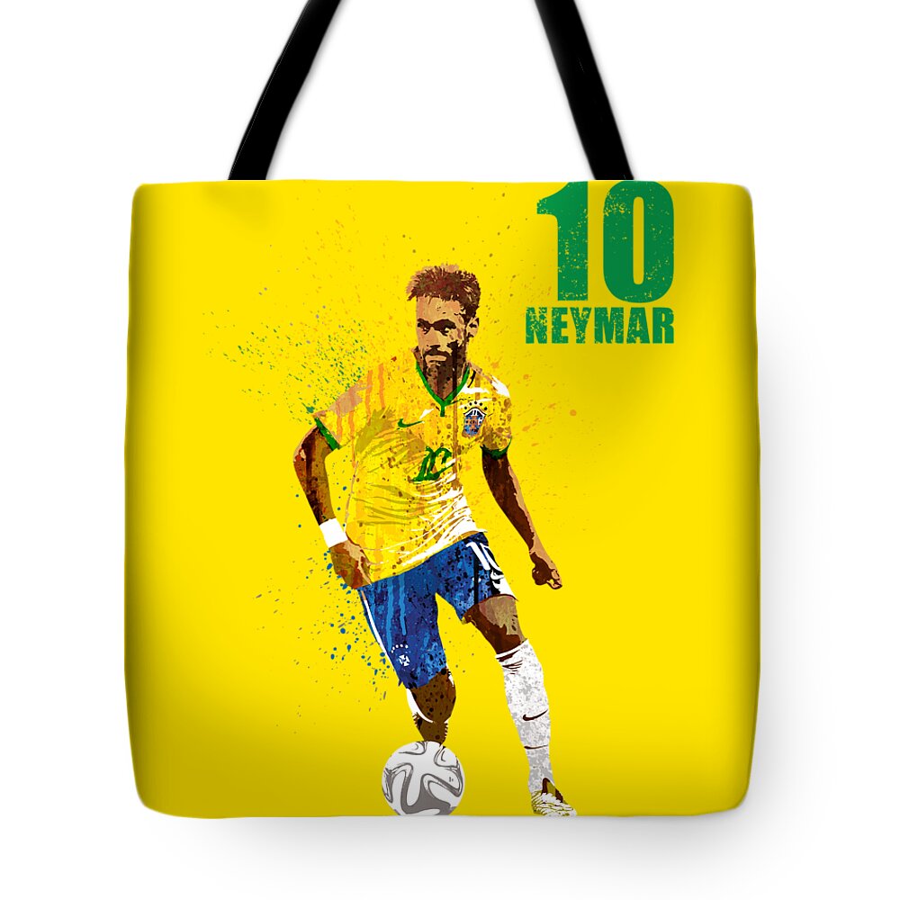 Messi Tote Bag featuring the painting Neymar Junior by Art Popop