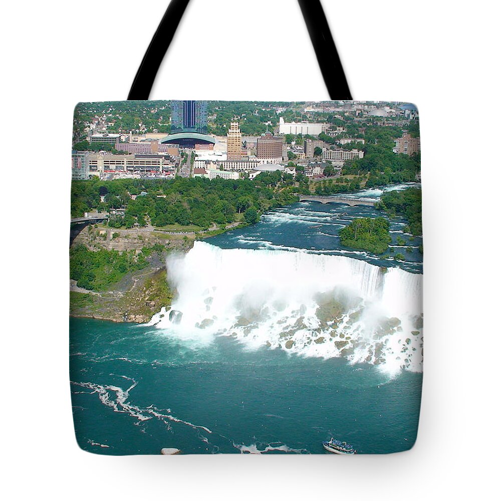 Landscape Tote Bag featuring the photograph Niagara American and Bridal Veil Falls by Charles Kraus