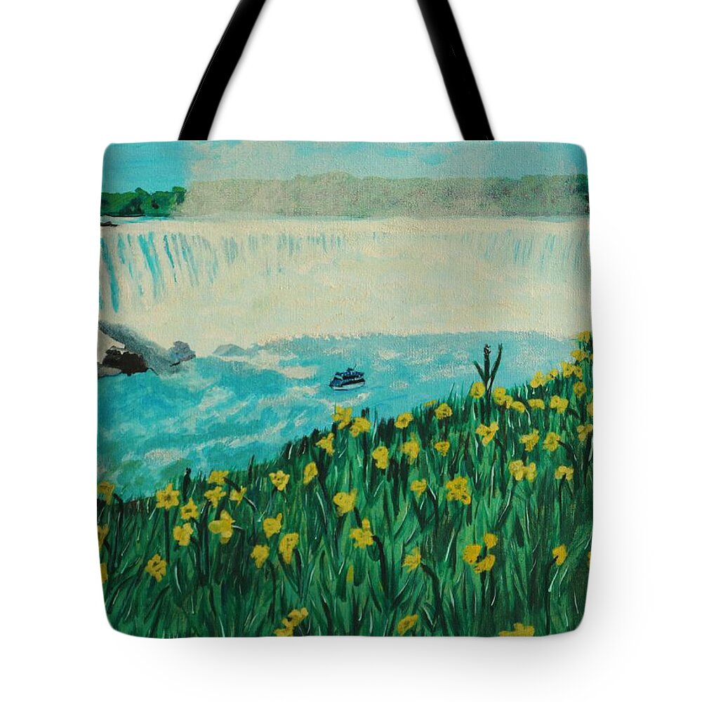 Niagara Falls Tote Bag featuring the painting Niagara Falls by David Bigelow