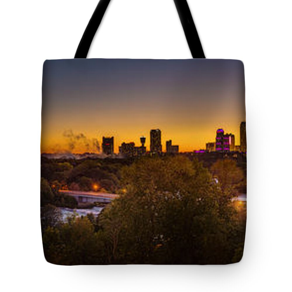 Cataract City Tote Bag featuring the photograph Niagara Falls Twilight from the 9th Floor by Chris Bordeleau