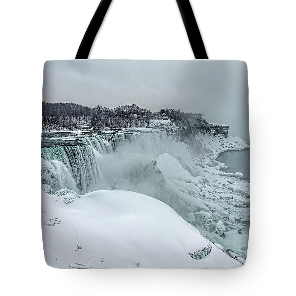 Niagara Falls Tote Bag featuring the photograph Niagara Falls Winter Close-up by Josh Bryant