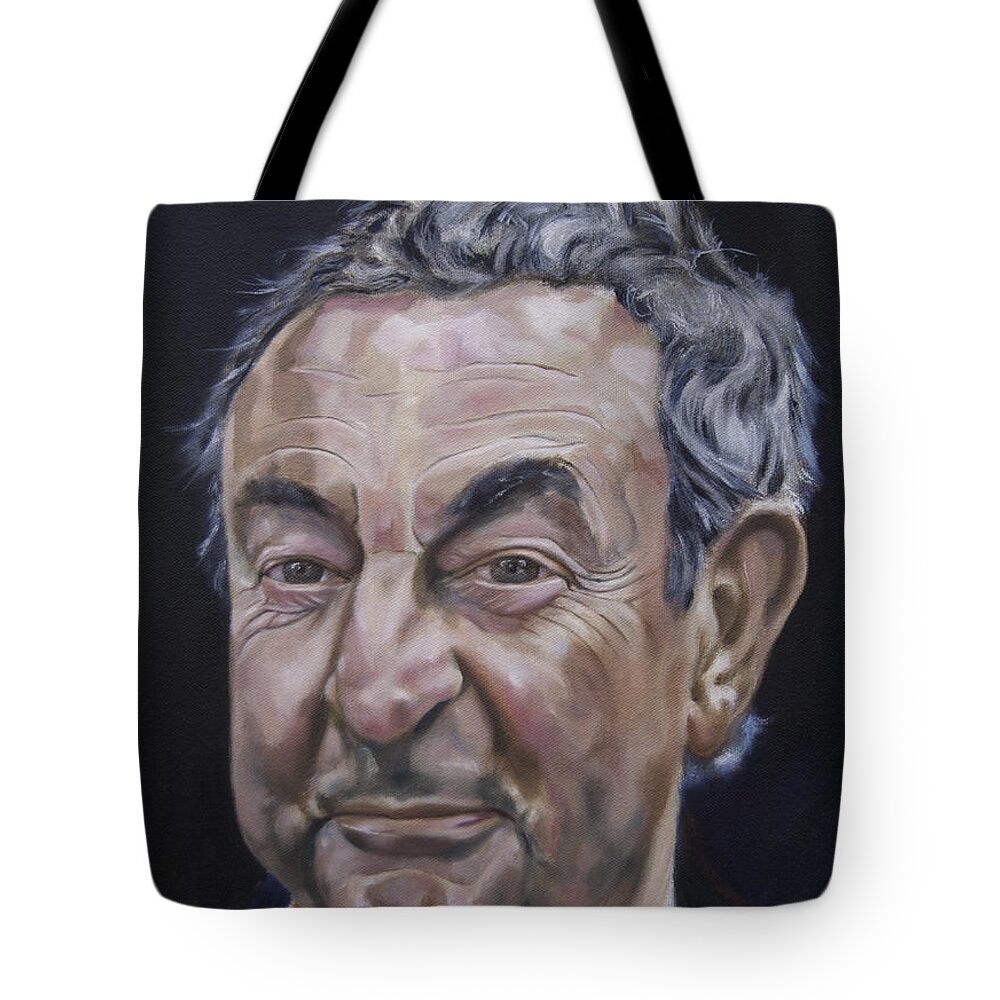 Nick Mason Tote Bag featuring the painting Nick Mason by James Lavott