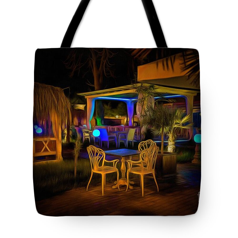 Night Bar Tote Bag featuring the digital art Night Bar by Eva Lechner