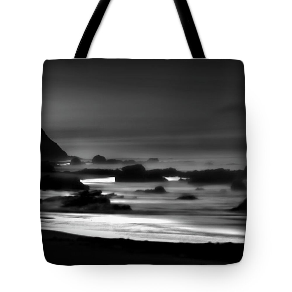 Art Tote Bag featuring the photograph Night Burns Bright bw by Denise Dube