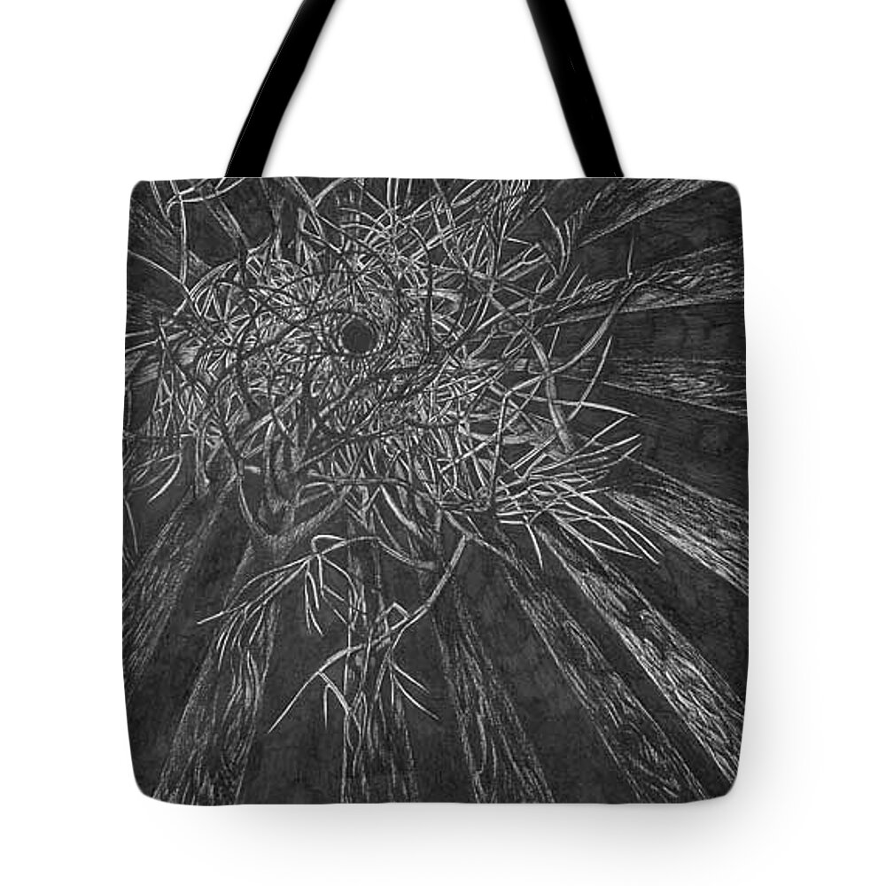Pen And Ink Tote Bag featuring the drawing Night Cathedral by Anna Duyunova