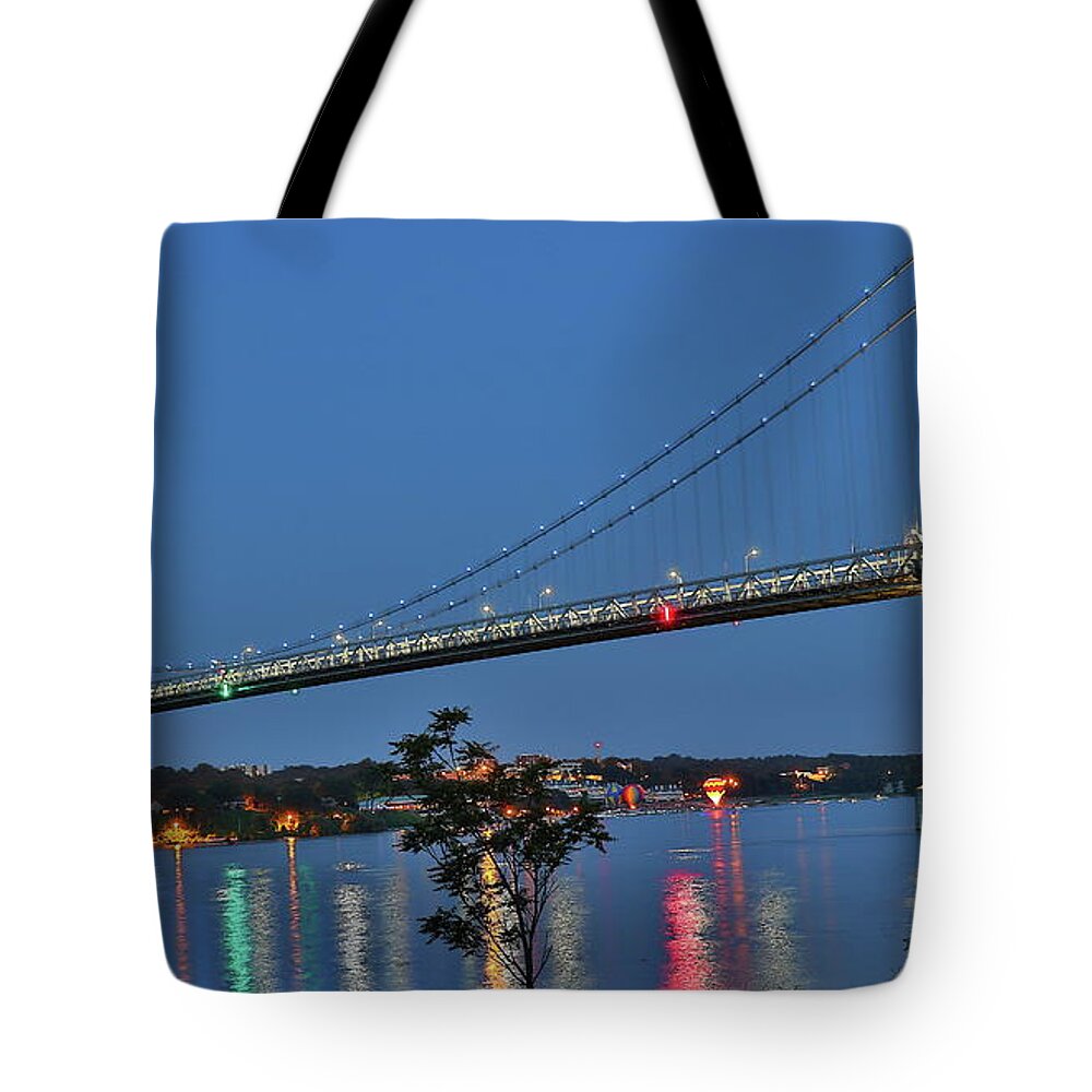 Bridge Tote Bag featuring the photograph Night flights by Les Greenwood