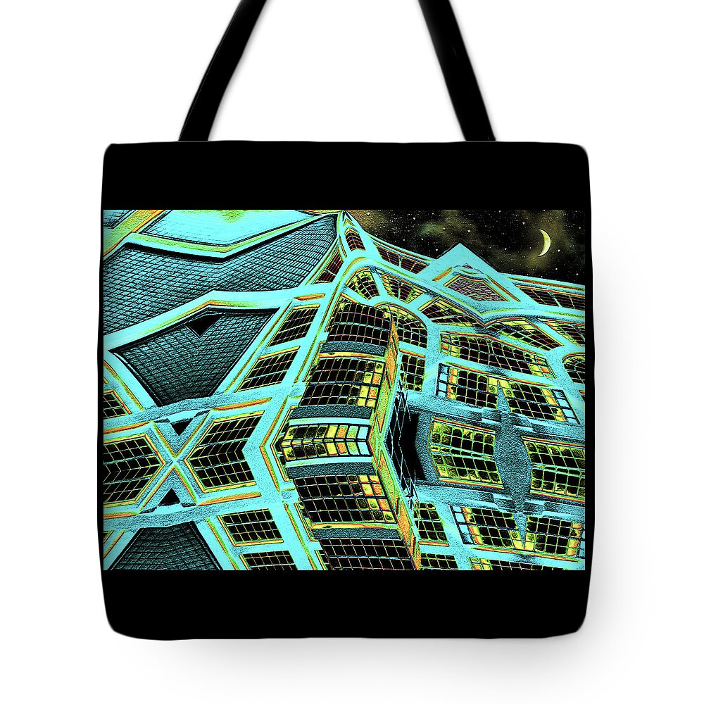 Abstract Tote Bag featuring the digital art Night In This House by Wendy J St Christopher