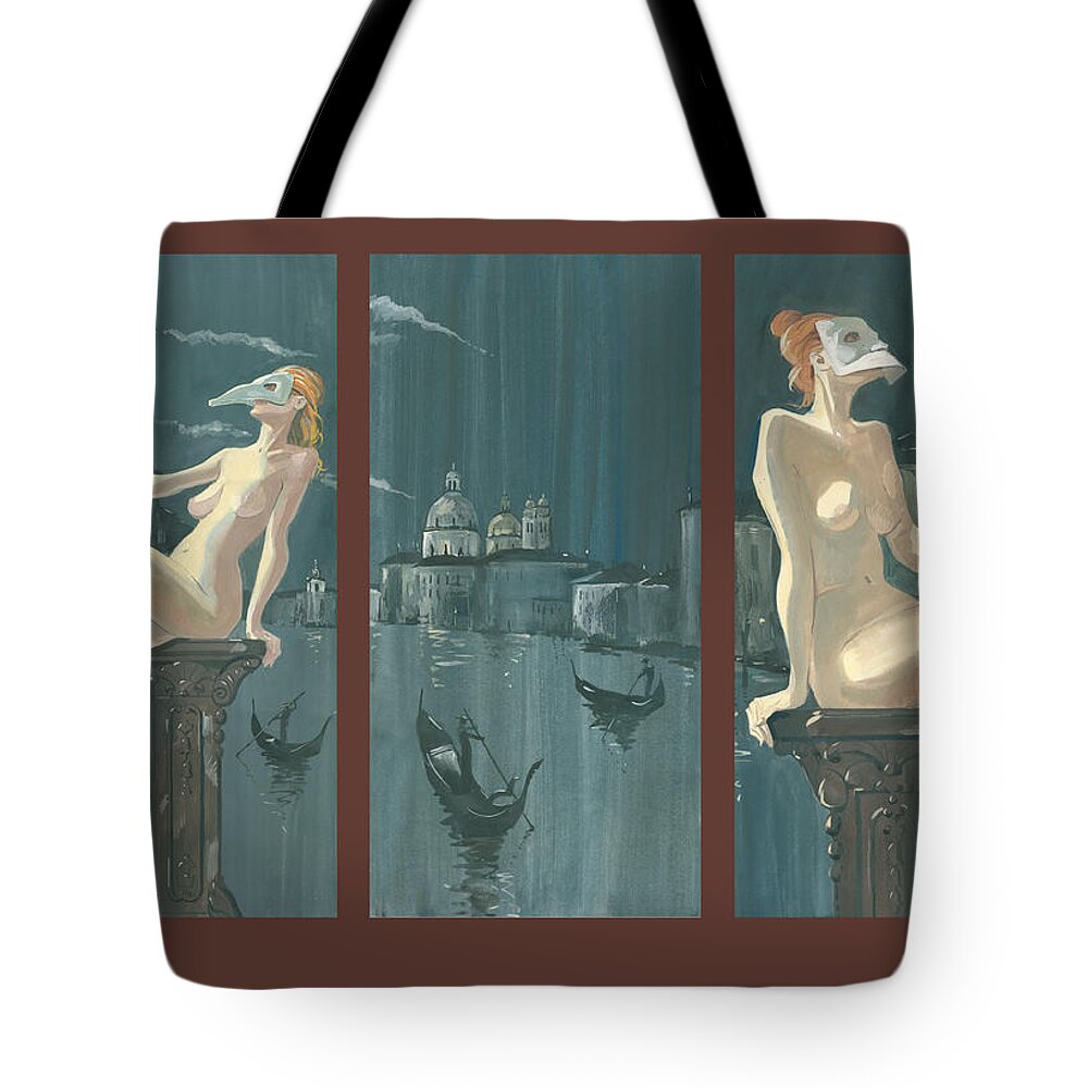 Painting Tote Bag featuring the painting Night in Venice. Triptych by Igor Sakurov