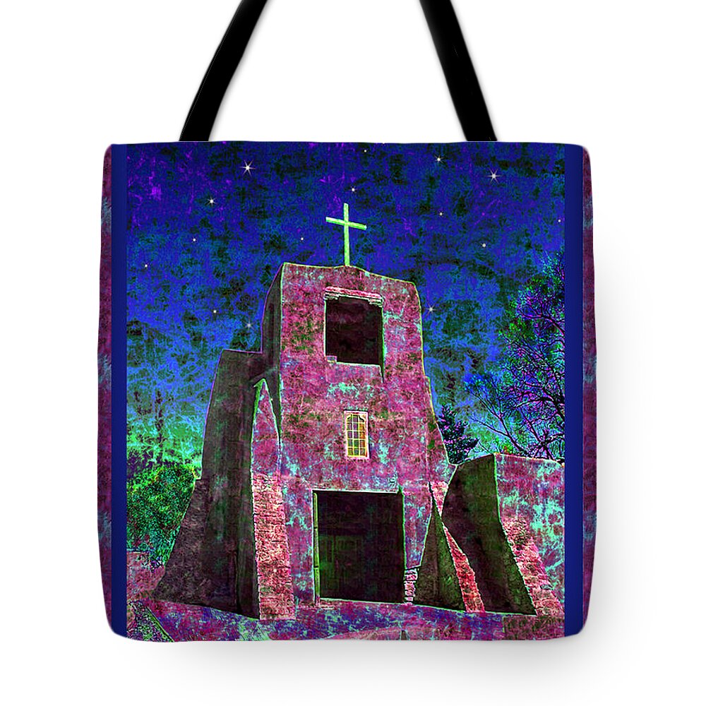 Mission Tote Bag featuring the photograph Night Magic San Miguel Mission by Kurt Van Wagner