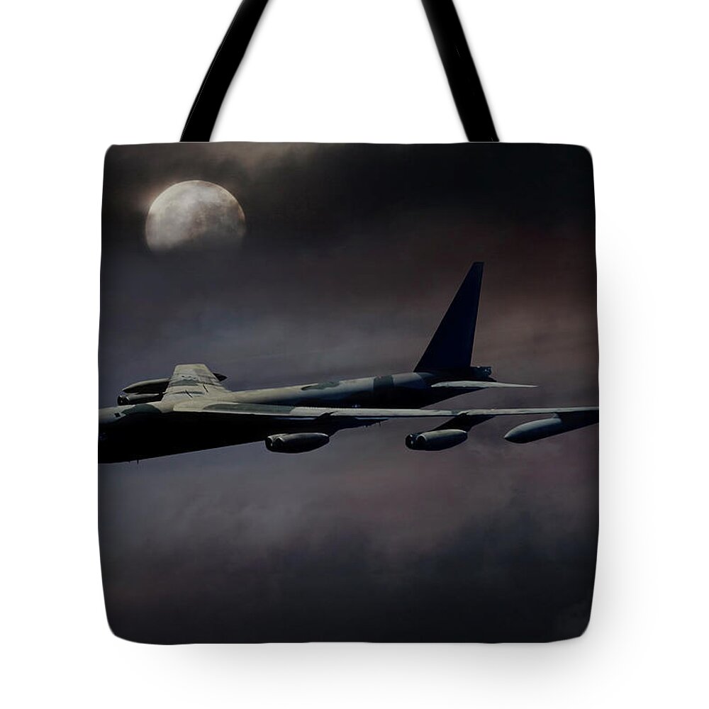 Aviation Tote Bag featuring the digital art Night Moves B-52 by Peter Chilelli