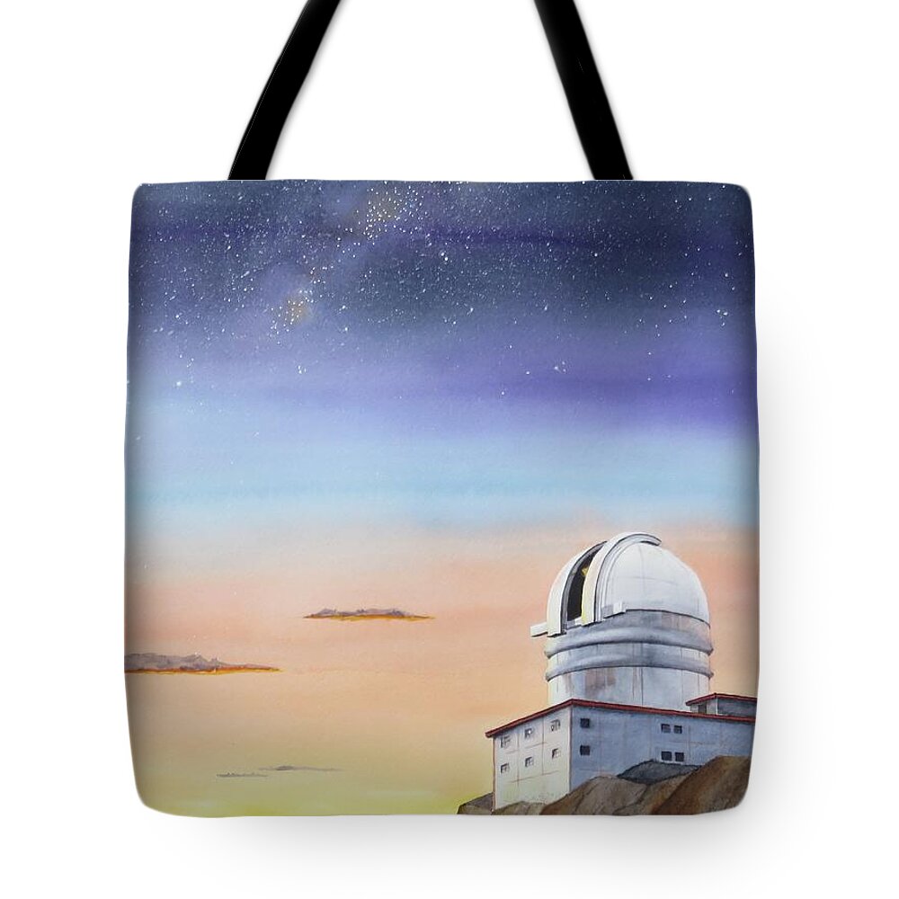 Telescope Tote Bag featuring the painting Night Shift by Joseph Burger