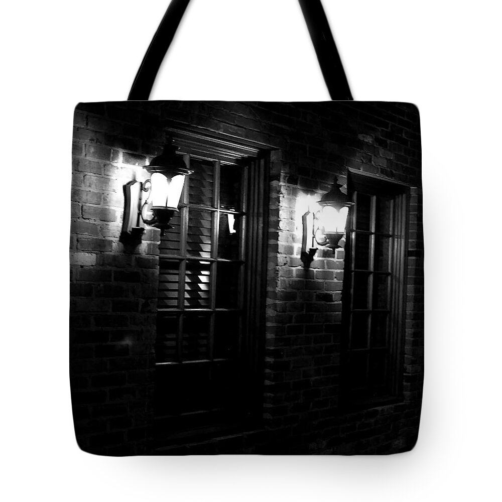 Black And White Tote Bag featuring the photograph Night Time by Maggy Marsh
