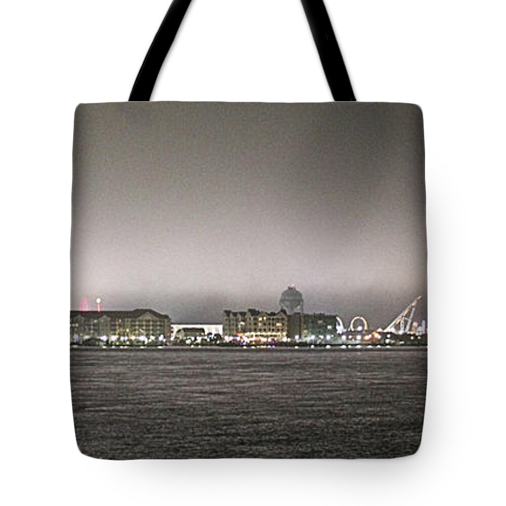 Night Tote Bag featuring the photograph Night View Ocean City Downtown Skyline by Robert Banach