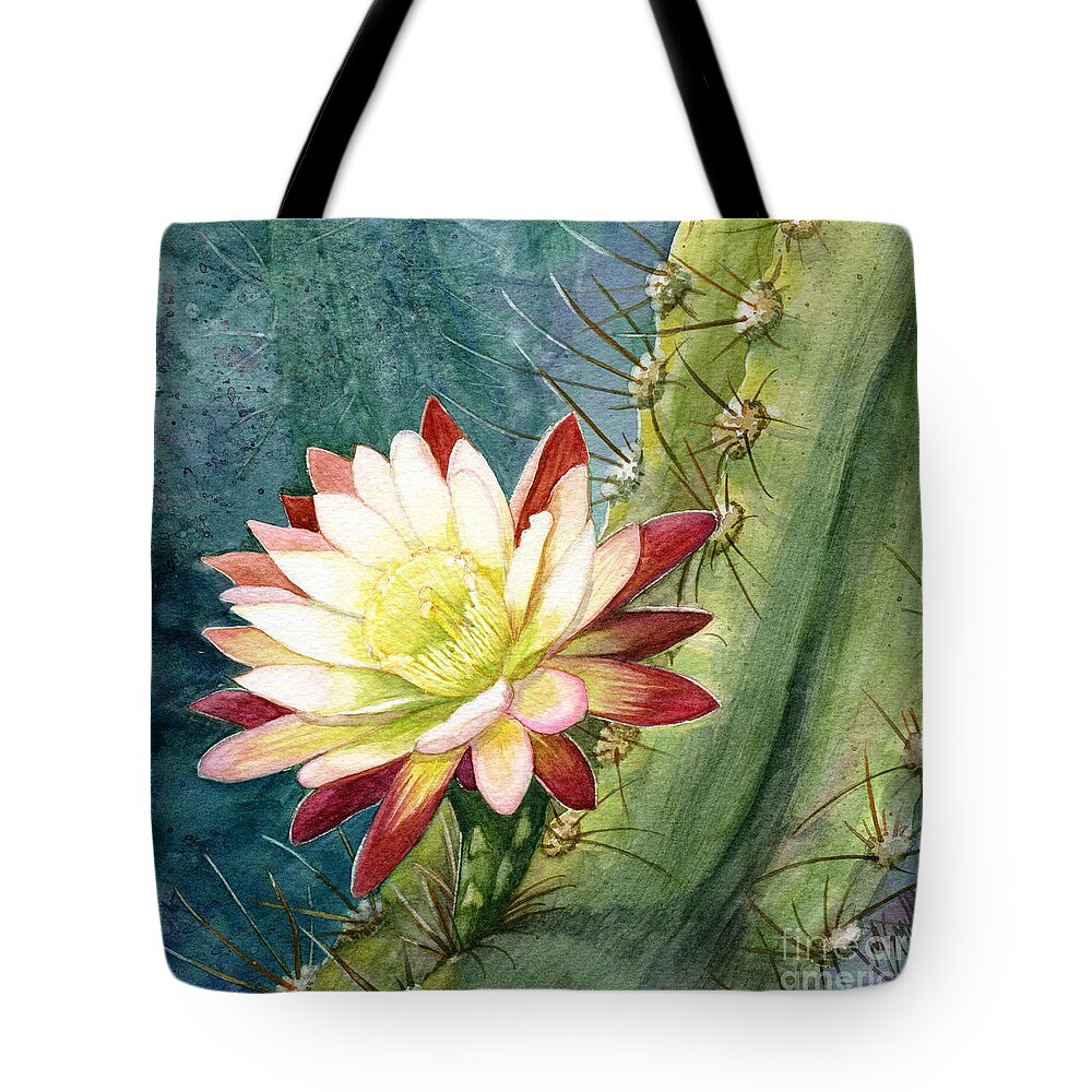 Cereus Cactus Tote Bag featuring the painting Nightblooming Cereus Cactus by Marilyn Smith