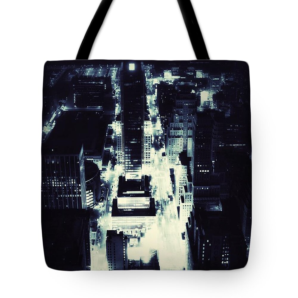 New York City Skyline Tote Bag featuring the photograph Blue Pill by HELGE Art Gallery