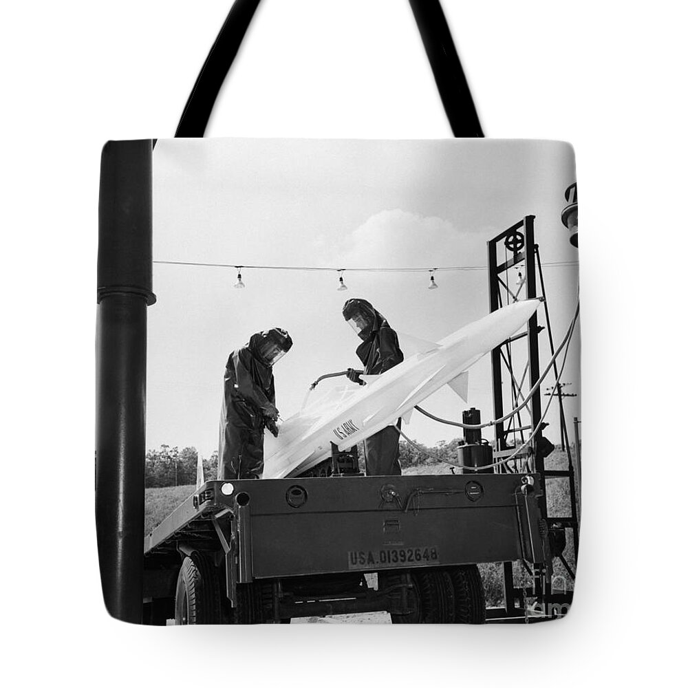 1960s Tote Bag featuring the photograph Nike Missile, Us Army by H. Armstrong Roberts/ClassicStock