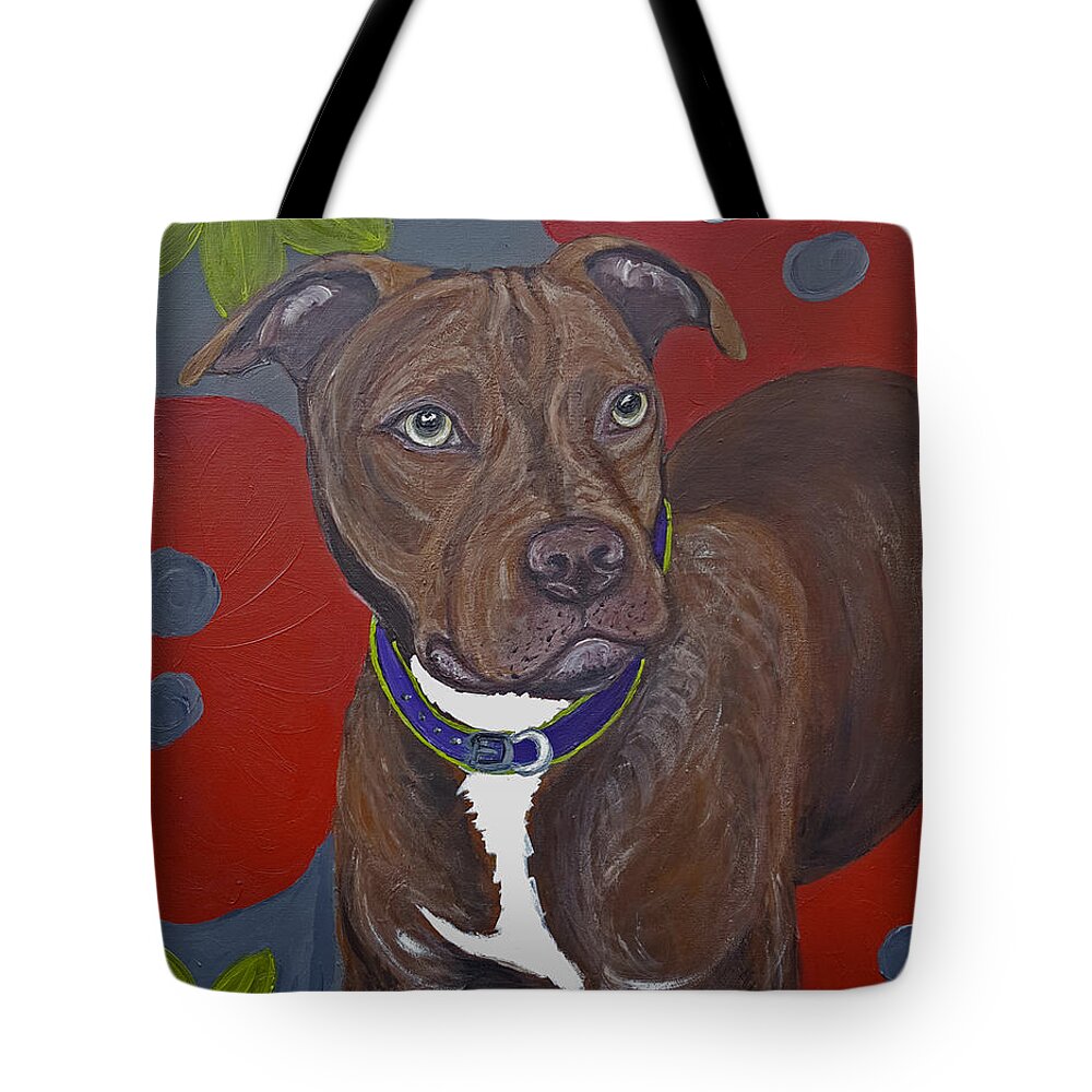 Pit Bull Tote Bag featuring the painting Niko the Pit Bull by Ania M Milo
