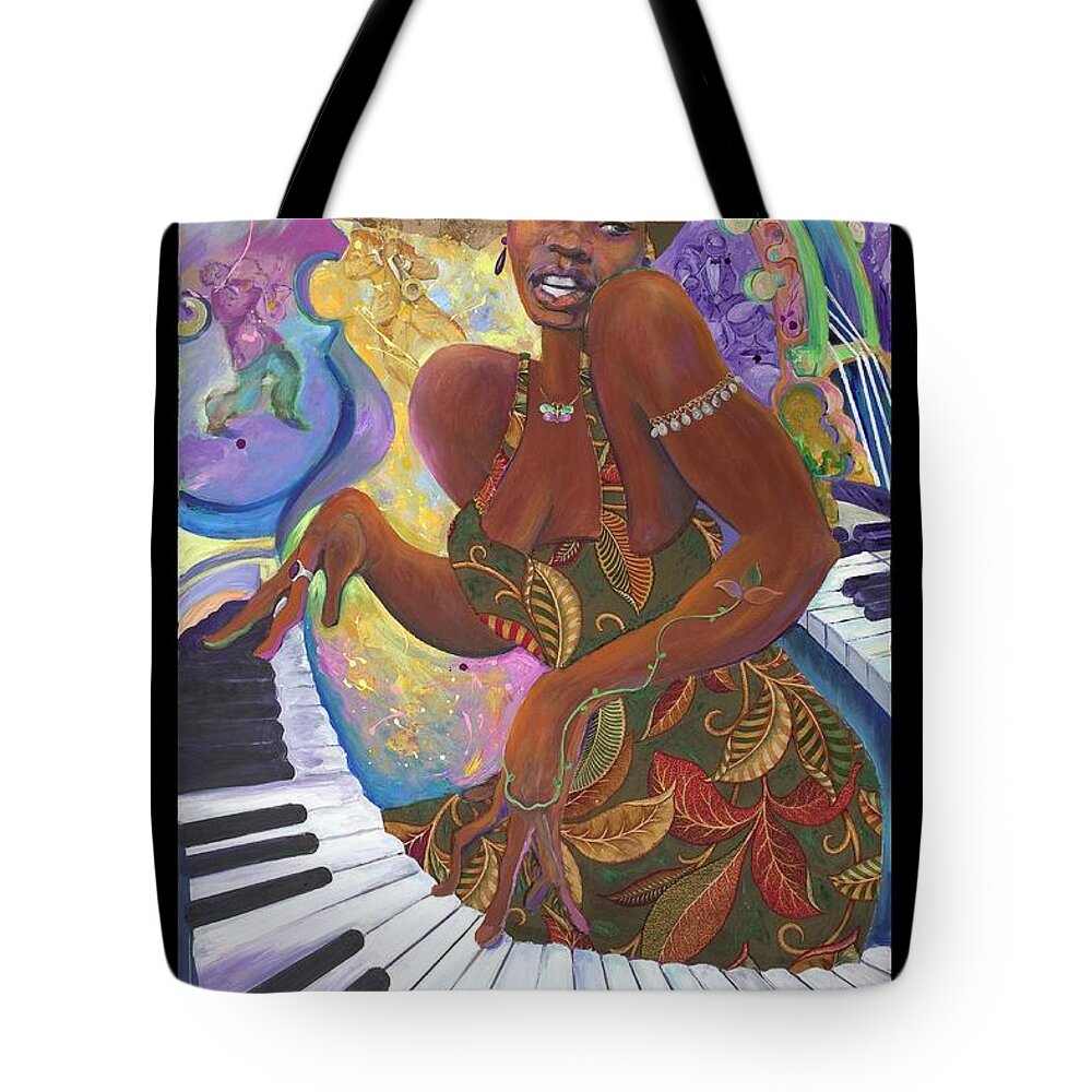 Jazz Tote Bag featuring the painting Nina Simone by Lee Ransaw