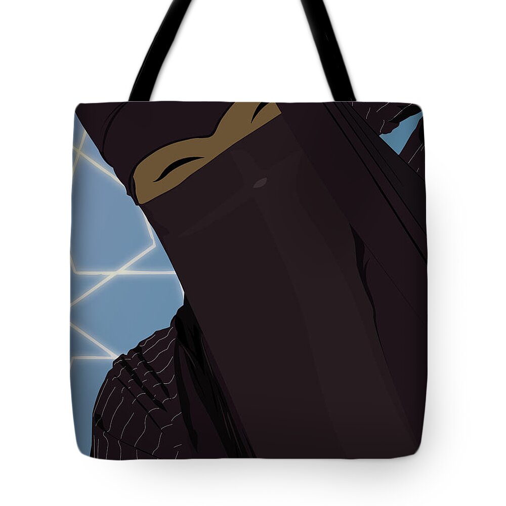 Muslim Tote Bag featuring the digital art Niqabi Right by Scheme Of Things Graphics