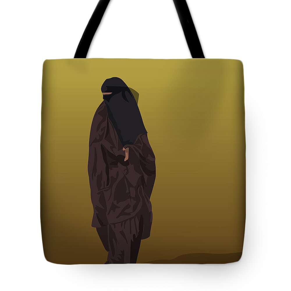 Islam Tote Bag featuring the digital art Niqabi in Autumn by Scheme Of Things Graphics