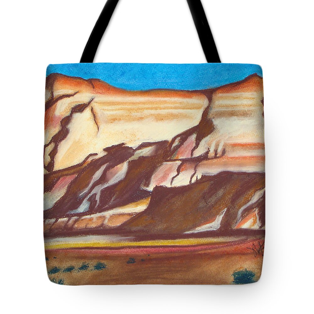 Landscape Tote Bag featuring the painting NM AZ Border by Michael Foltz